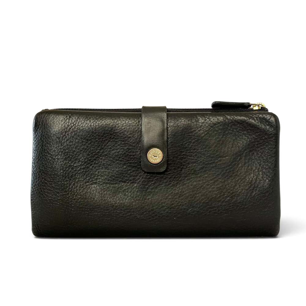 Radley Larkswood Black Pebbled Leather Tab Matinee Large Bifold Wallet